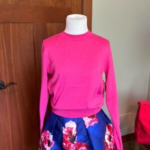 Nanette Lepore “Precious Pink” Crew Neck Sweater w/Jewel Embellishment!NWT sz S
